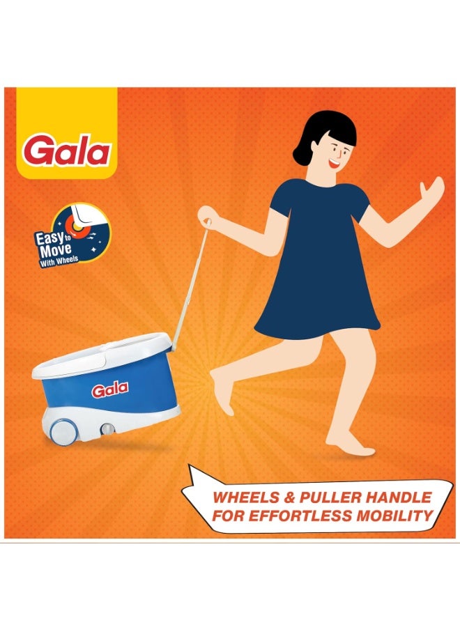 Gala - 142651 Jet Spin mop with stainless steel wringer, jumbo wheels and 2 refills (White and Blue) - Image 3